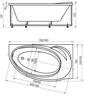 Акриловая ванна Aquatek Бетта BET150-0000042 150х95 см правая с фронтальным экраном вклеенный цельносварной металлический каркас
